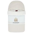 Baby Boys Blue & Beige Teddy Bear Logo Nest, 2, hi-res