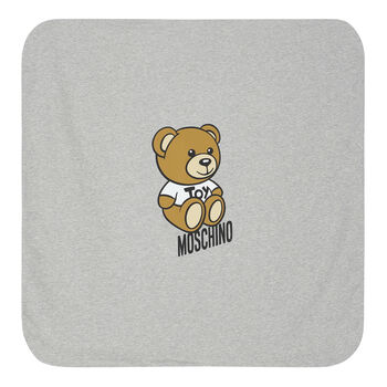Grey Teddy Bear Logo Baby Blanket
