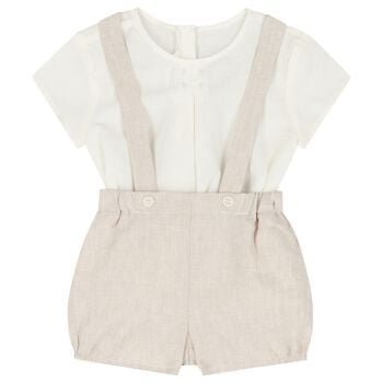 Baby Boys Ivory & Beige Shorts Set 