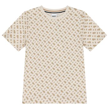 Boys Beige Logo T-Shirt