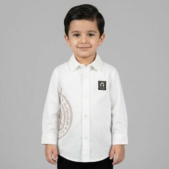 Younger Boys White Logo Shirt
