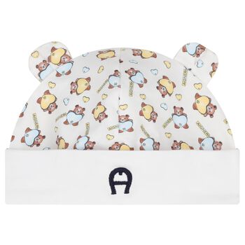 White Teddy Bear Baby Hat