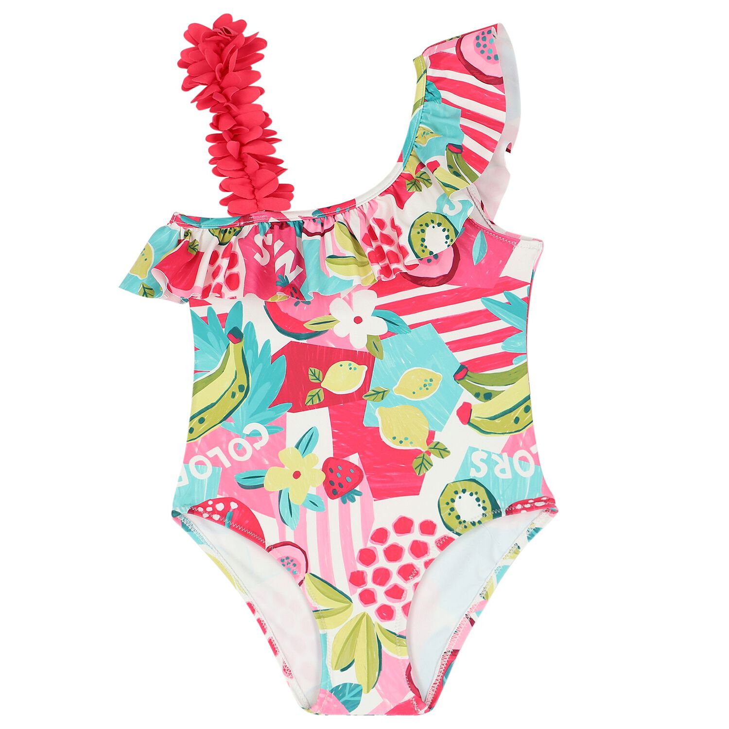 مايوه بنات بطبعة الزهور باللون الودري, 2, hi-res