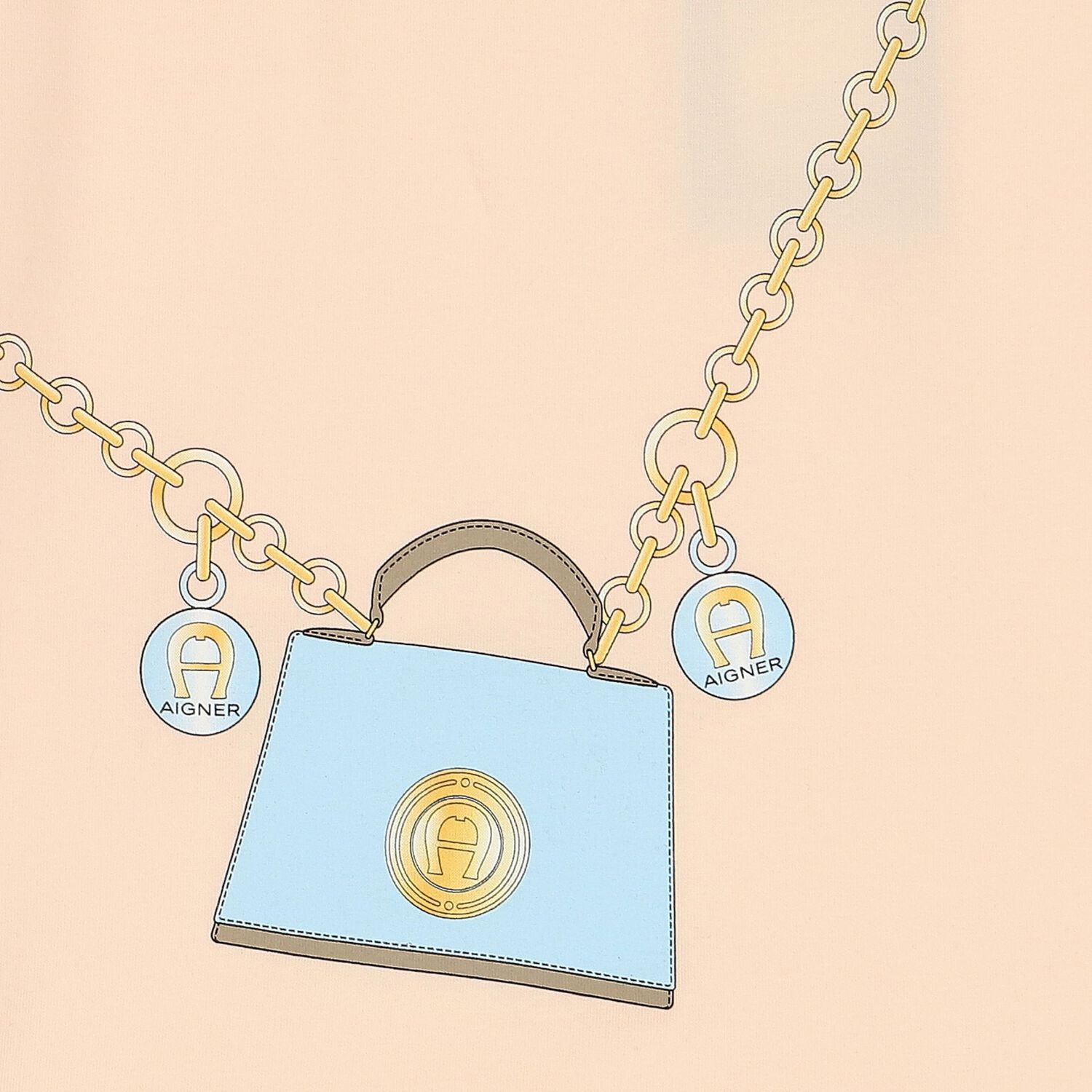 تيشيرت بنات بطبعة حقيبة بالشعار باللون الوردى, 2, hi-res