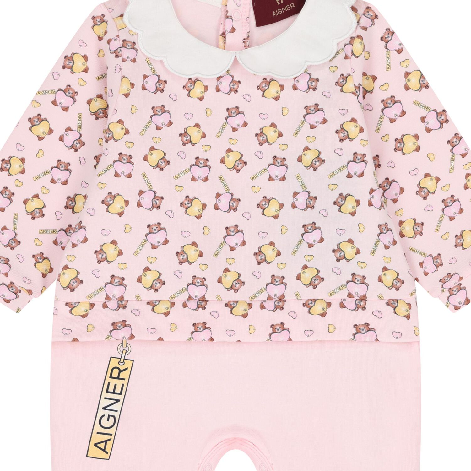 Baby Girls Pink Teddy Bear Logo Babygrow, 1, hi-res