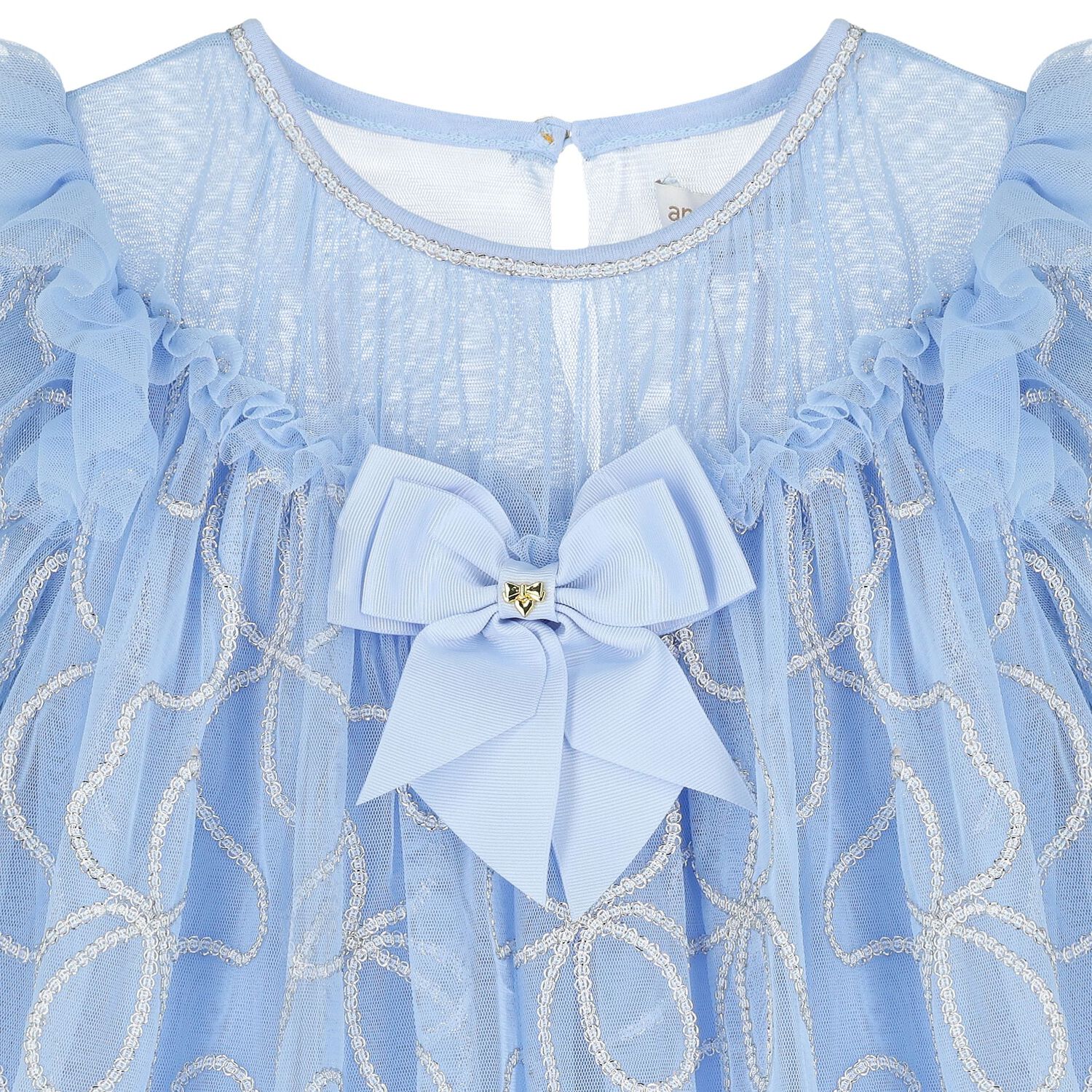 Girls Blue Embellished Tulle Dress, 2, hi-res