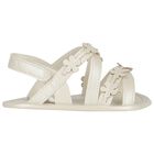 Baby Girls Ivory Flower Sandals, 2, hi-res
