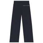 Girls Navy Blue Logo Trousers, 1, hi-res