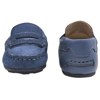 Younger Boys Blue Suede Leather Moccasins
