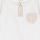 Baby Boys White & Beige Striped Babygrow, 1, hi-res