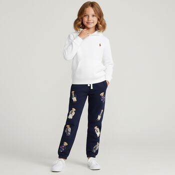 Girls Navy Blue Polo Bear Joggers