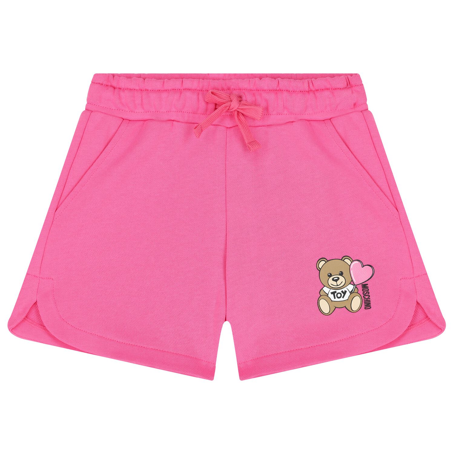 Girls Pink Teddy Bear Logo Shorts, 2, hi-res