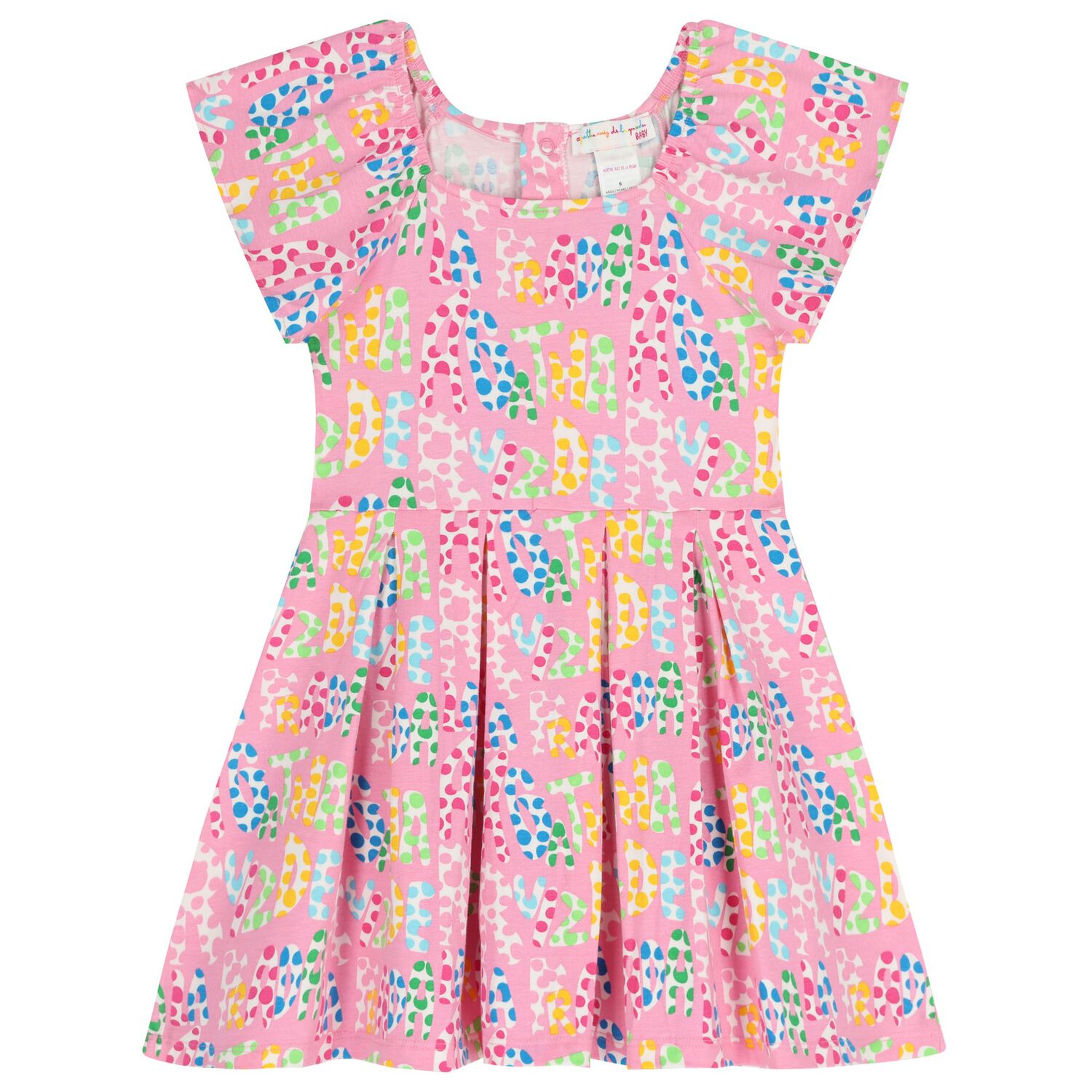 فستان للبنات بشعار العلامة باللون الوردي, 1, hi-res