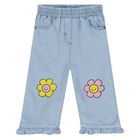 Younger Girls Blue Denim Trousers, 1, hi-res