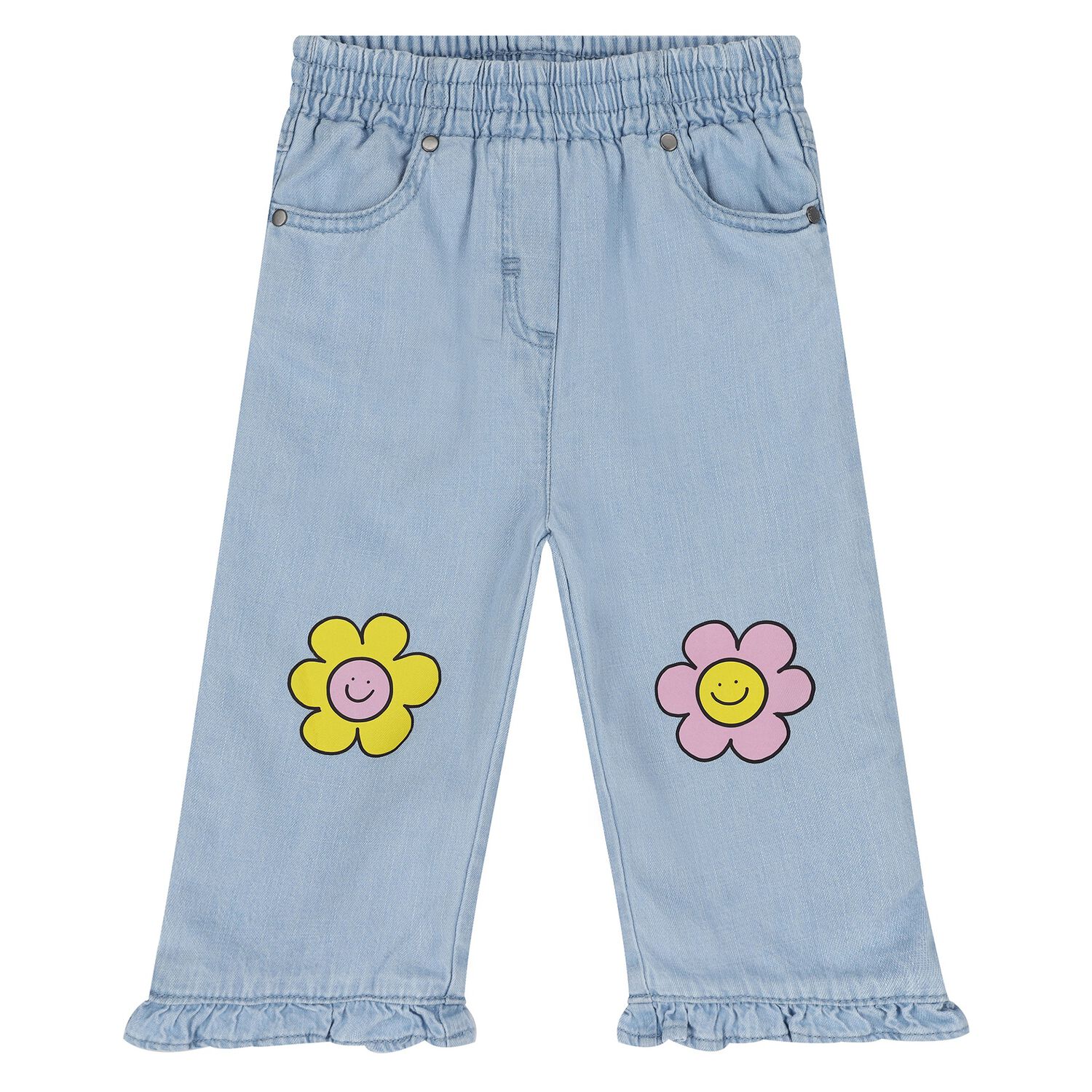 Younger Girls Blue Denim Trousers, 1, hi-res