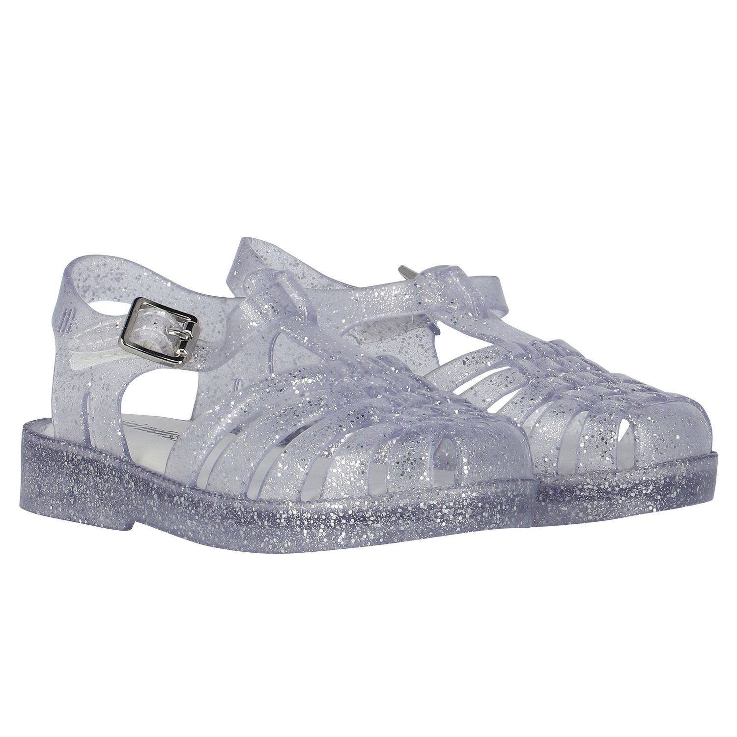 Younger Girls Silver Glitter Jelly Shoes, 1, hi-res image number null