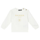 سويت شيرت بالشعار باللون الأبيض والذهبي, 1, hi-res