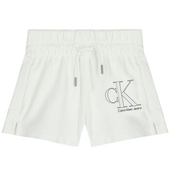 Girls White Logo Shorts