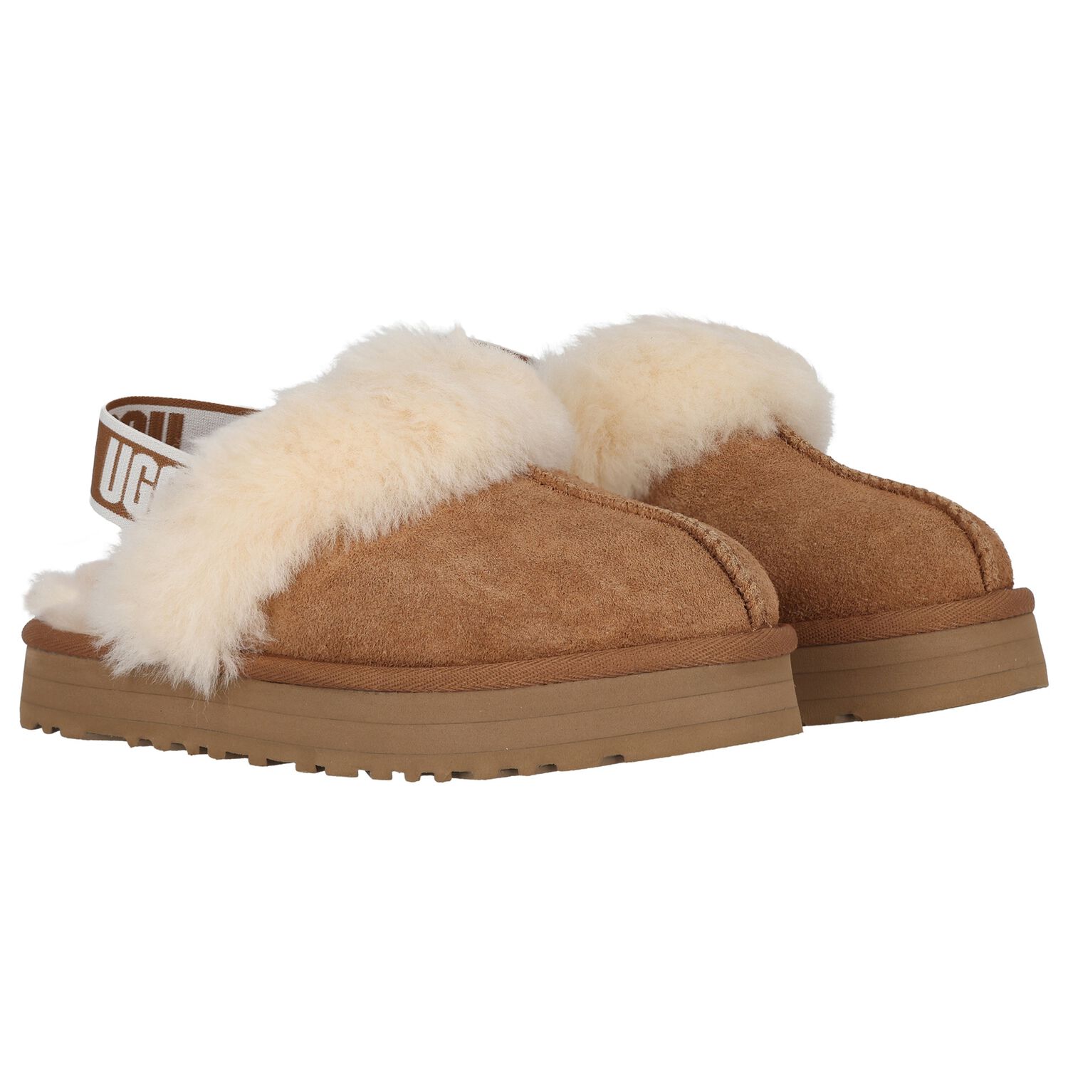 Girls Beige Funkette Suede Slippers, 2, hi-res