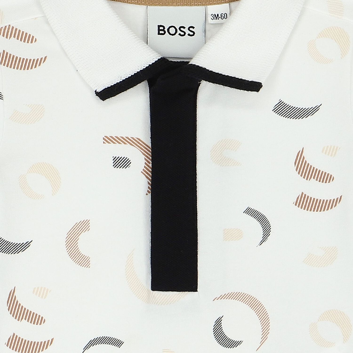 Baby Boys White & Black Logo Polo Romper, 1, hi-res