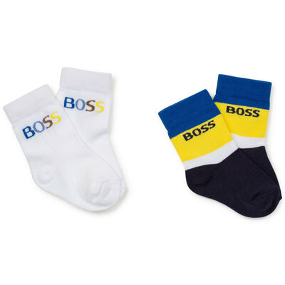 Younger Boys Blue & White Socks (2 Pack)