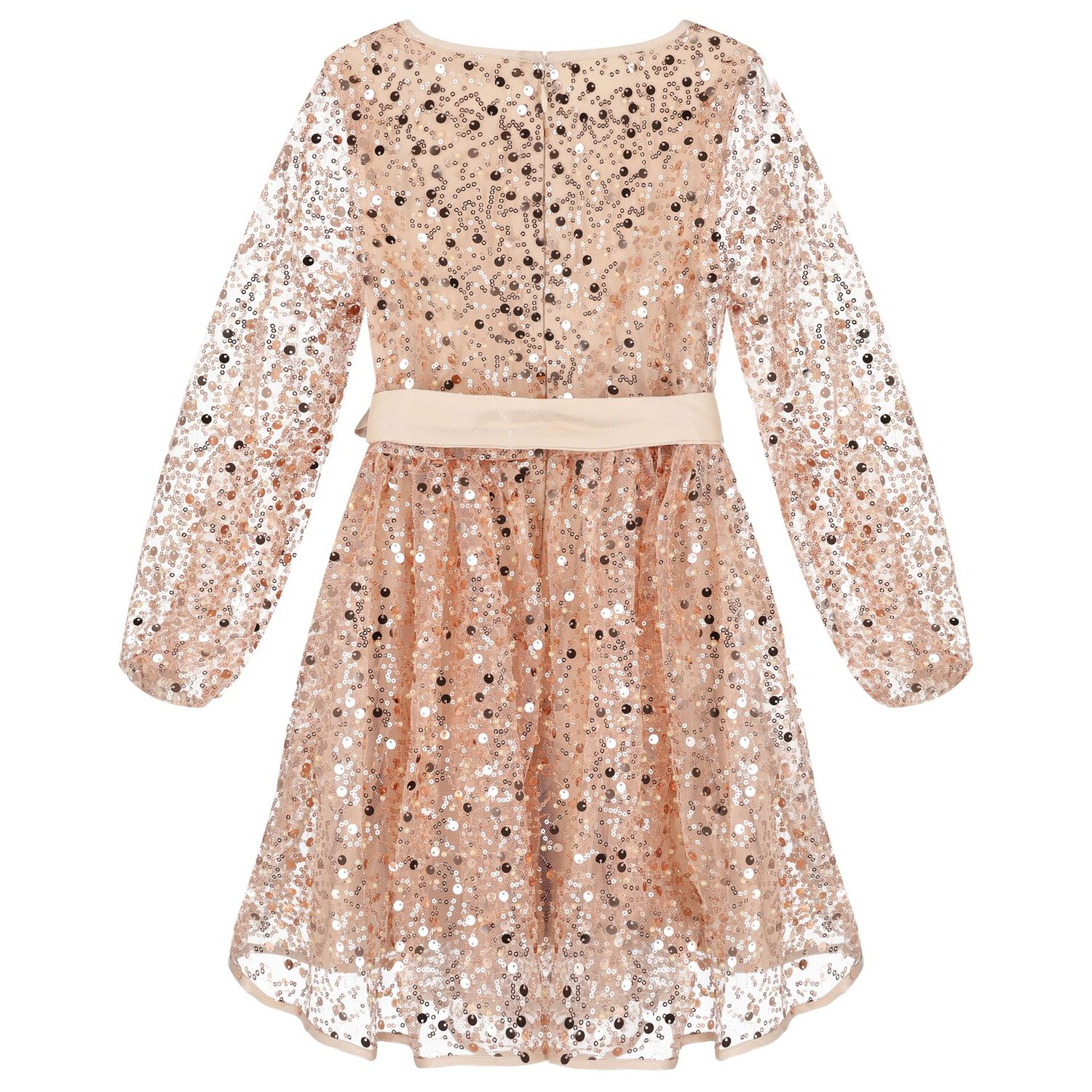Girls Gold Sequin & Tulle Dress, 1, hi-res image number null