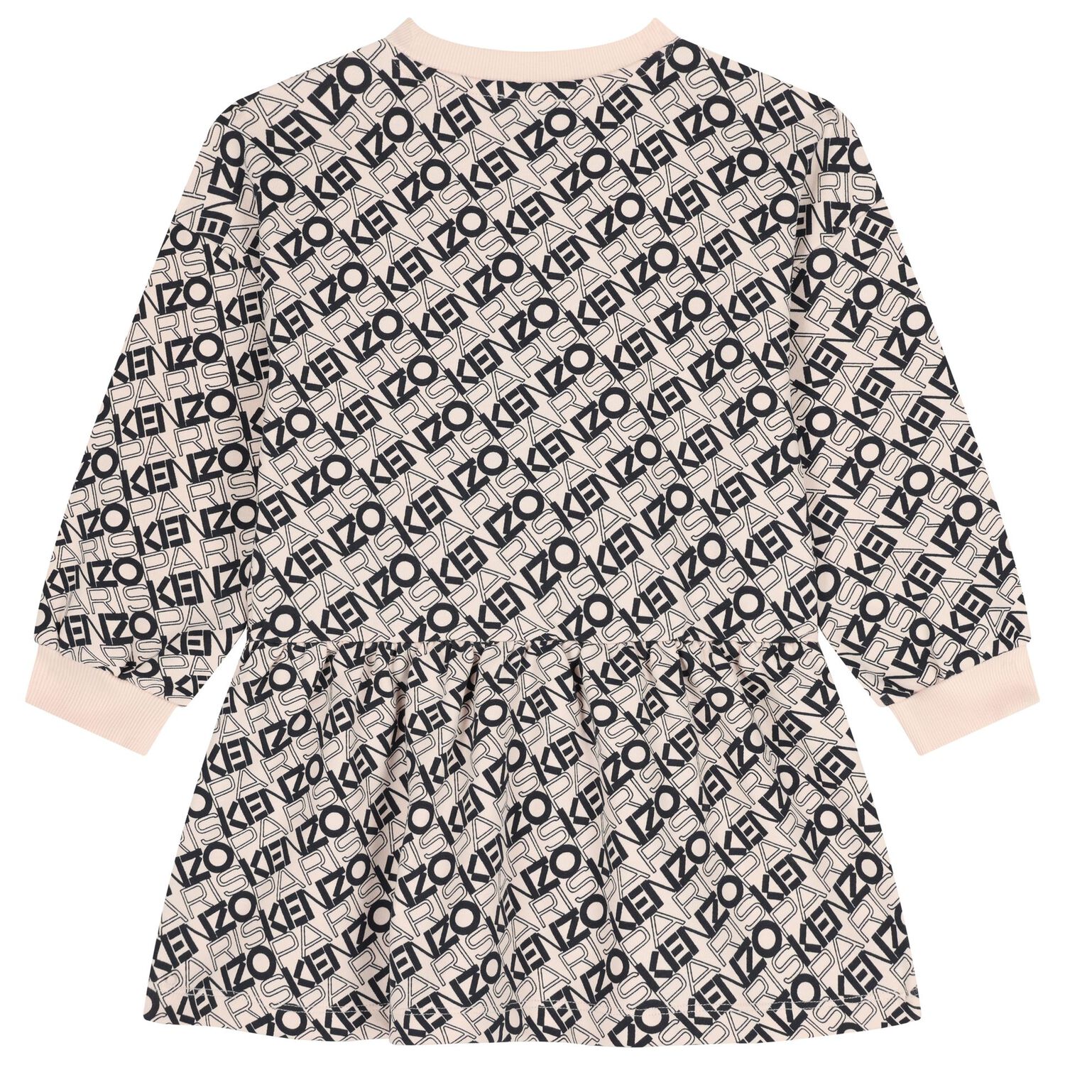 فستان بناتي وردي وأسود بشعار, 1, hi-res