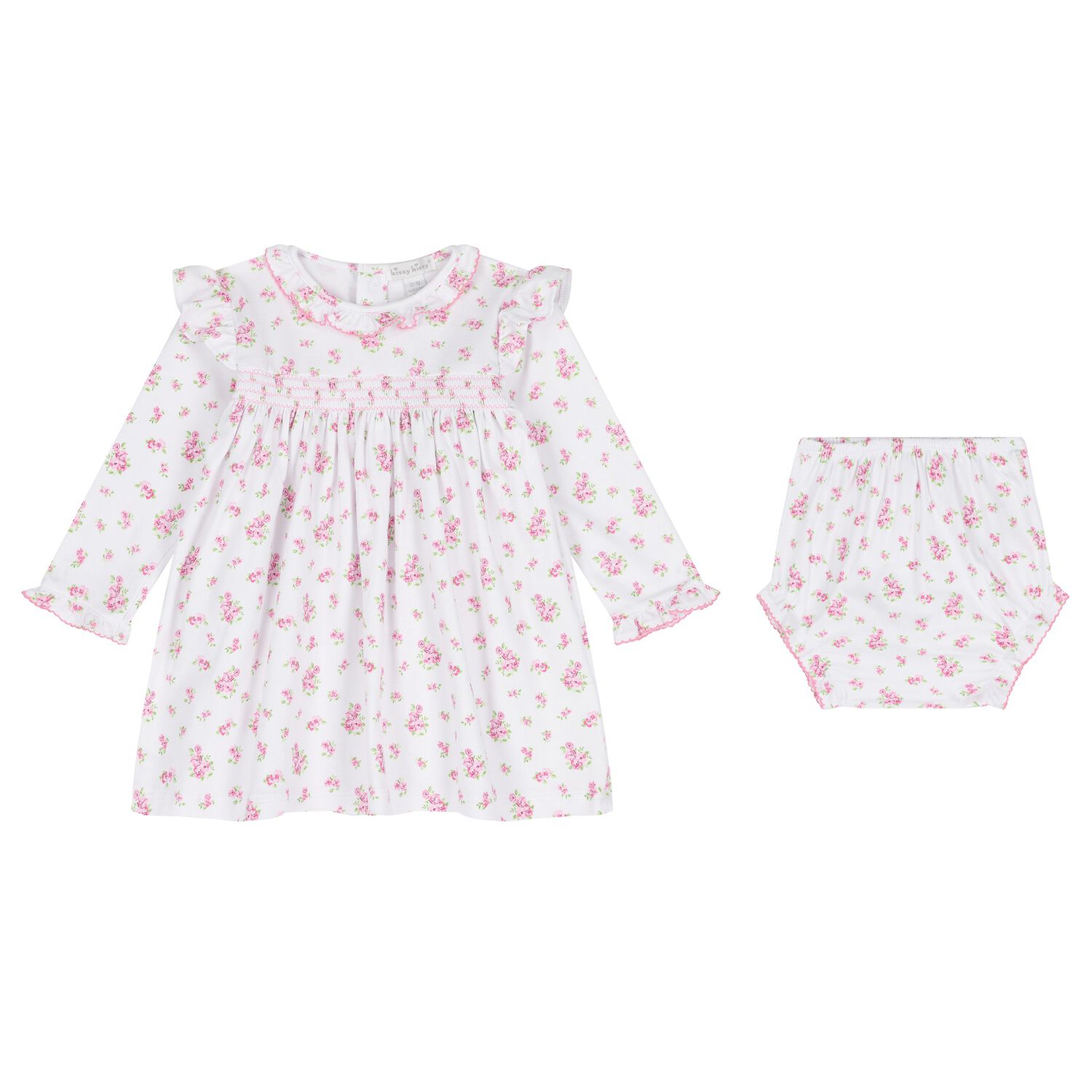 Baby Girls White & Pink Roses & Blooms Dress Set, 1, hi-res