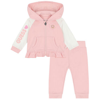 Younger Girls Pink & Ivory Logo Tracksuit