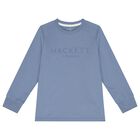 Boys Blue Logo Long Sleeve Top, 2, hi-res