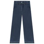 Girls Blue Logo Trousers, 1, hi-res