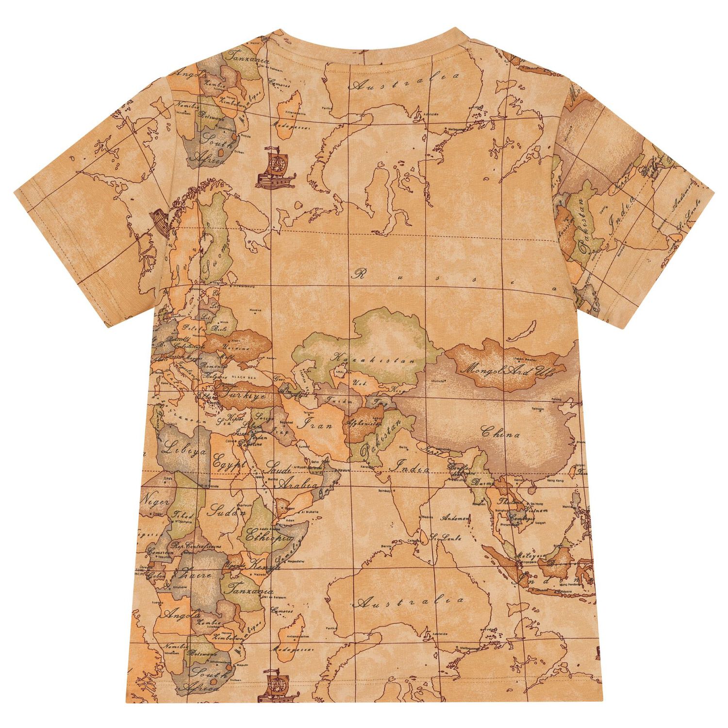 Boys Beige Geo Map Logo T-Shirt, 1, hi-res