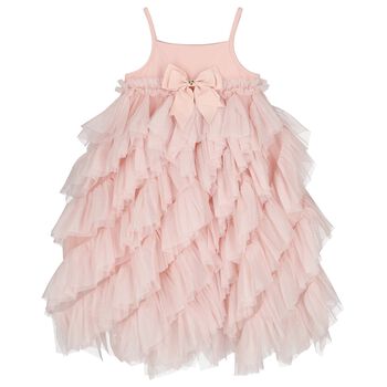 Girls Pink Tulle Ruffles Dress