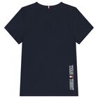 Boys Navy Blue Logo T-Shirt, 1, hi-res