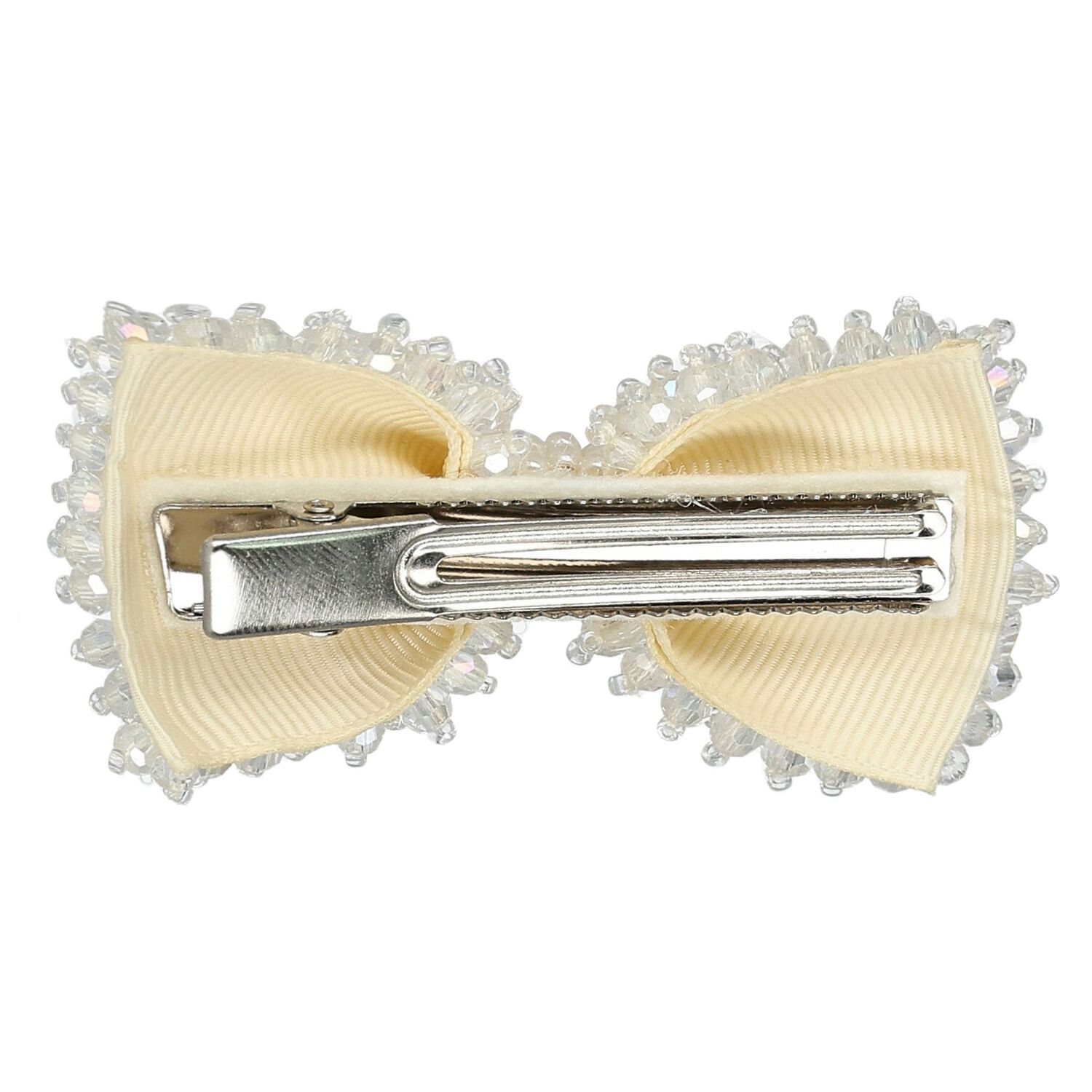 Girls White Embellished Bow Hair Clip, 4, hi-res image number null