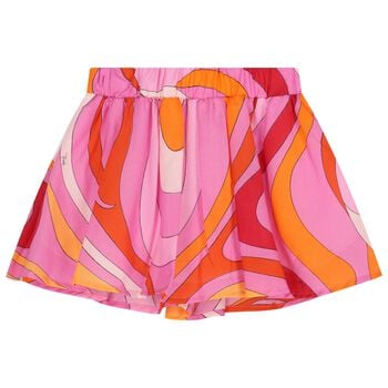 Girls Pink & Orange Onde Skirt