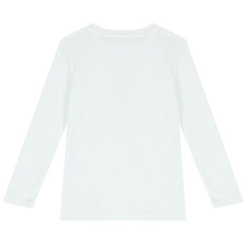 Boys White Logo Long Sleeve Top