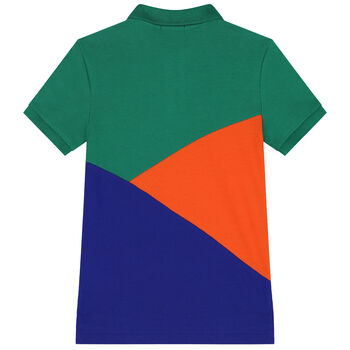 Boys Green, Orange & Blue Logo Polo Shirt