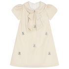 Girls Gold Embellished Gold Dress , 1, hi-res