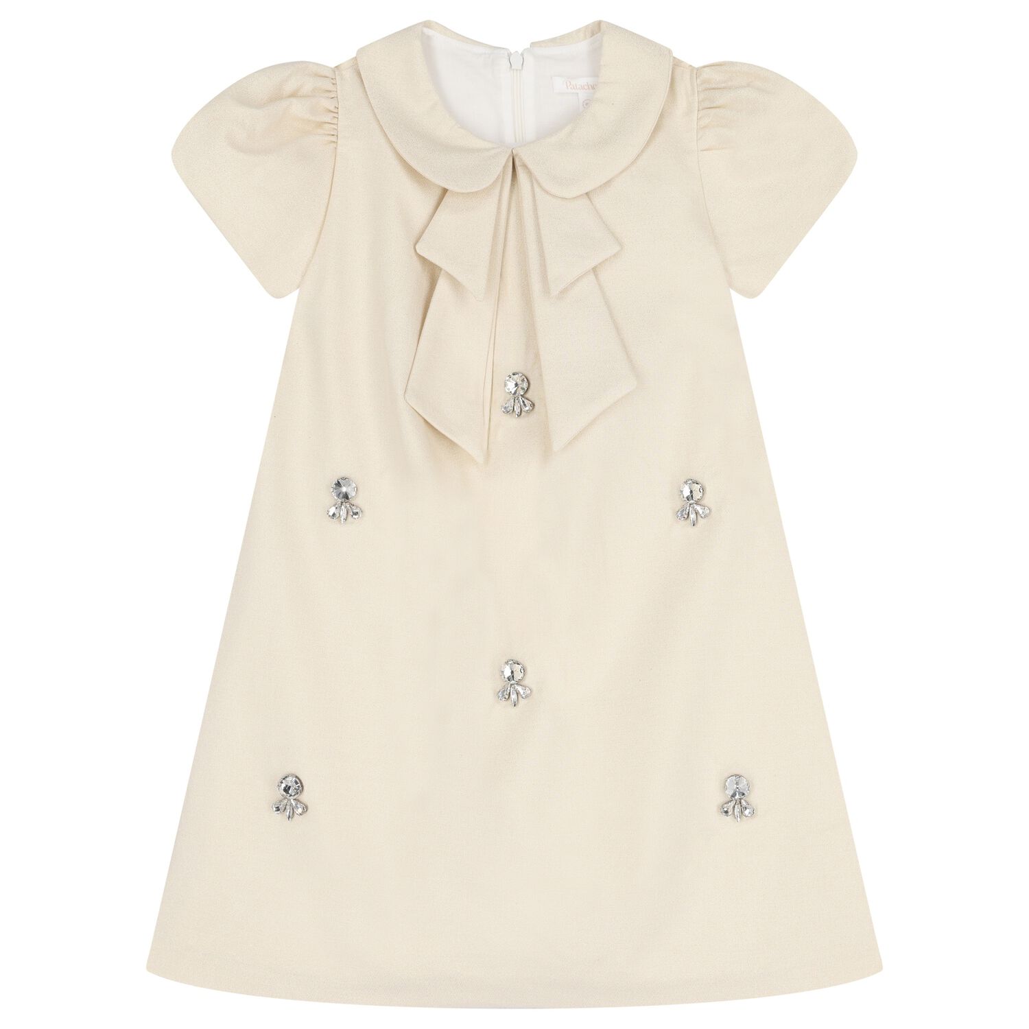 Girls Gold Embellished Gold Dress , 1, hi-res