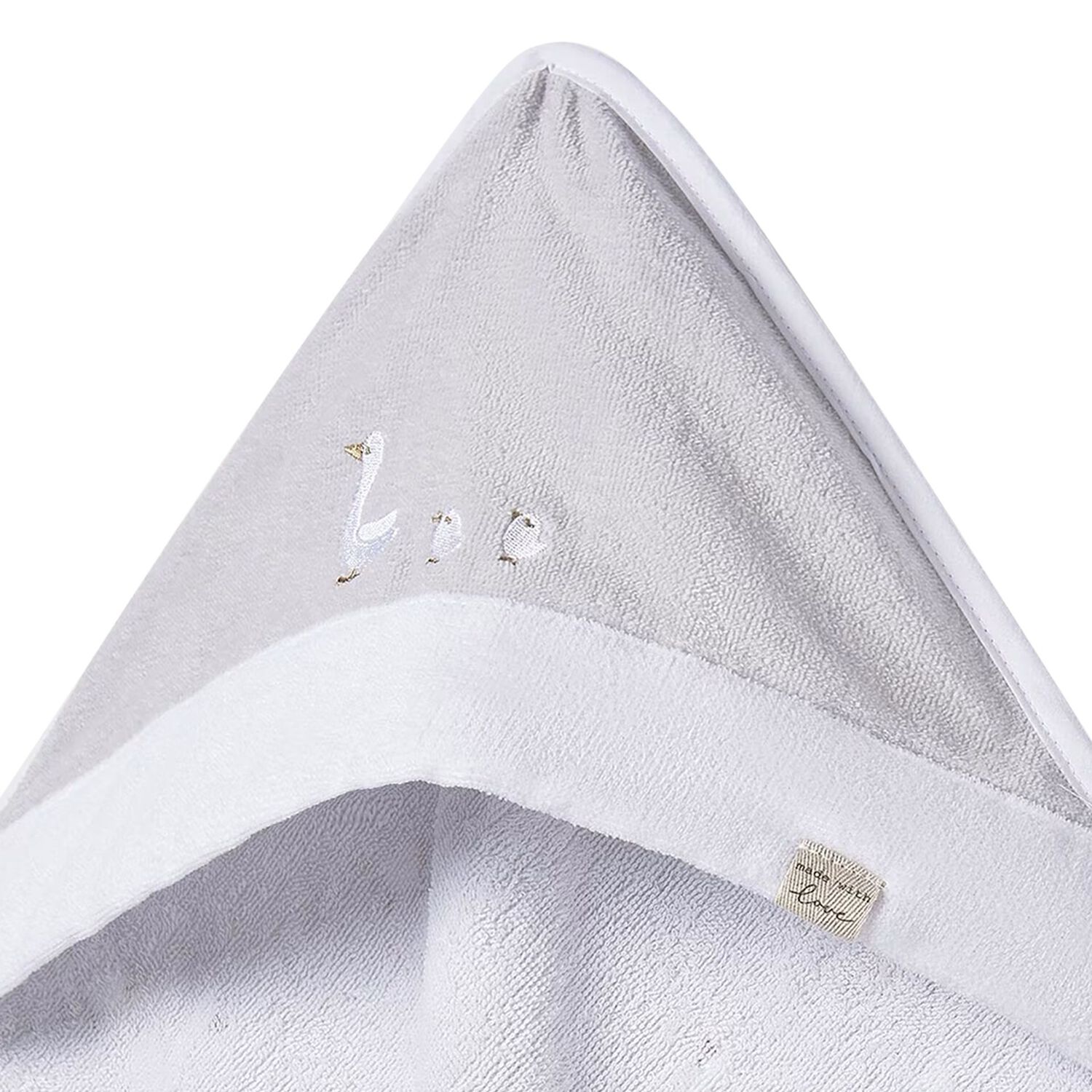 White  & Grey Hooded Towel, 1, hi-res