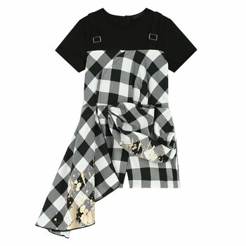Girls Black & White Gingham Playsuit