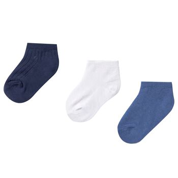 Younger Boys Navy Blue, White & Blue Socks (3 Pack)