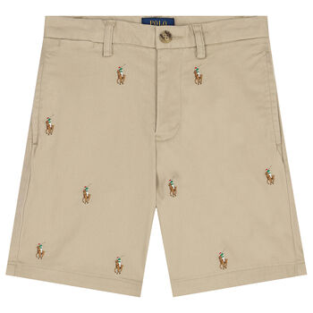 Boys Beige Logo Shorts