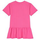 Girls Pink Teddy Bear Logo Dress, 5, hi-res