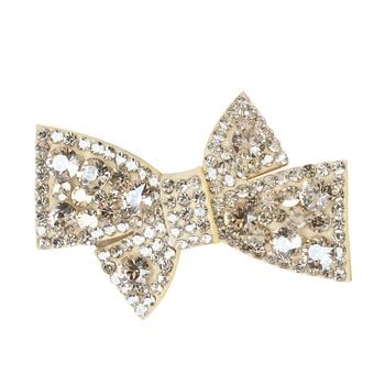 Girls Gold Diamante Embellished Bow Hair Clip