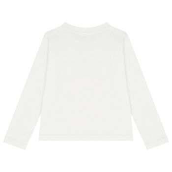 بلوزة بأكمام طويلة مزينة باللون الأبيض للبنات