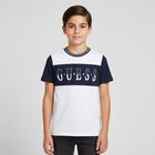 Boys White & Navy Blue Logo T-Shirt, 1, hi-res