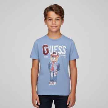 Boys Blue Teddy Bear Logo T-Shirt