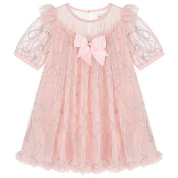 Girls Pink Embellished Tulle Dress